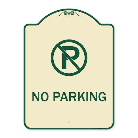 Signmission Designer Series-No Parking Small, Tan & Green Heavy-Gauge Aluminum, 24" x 18", TG-1824-9816 A-DES-TG-1824-9816